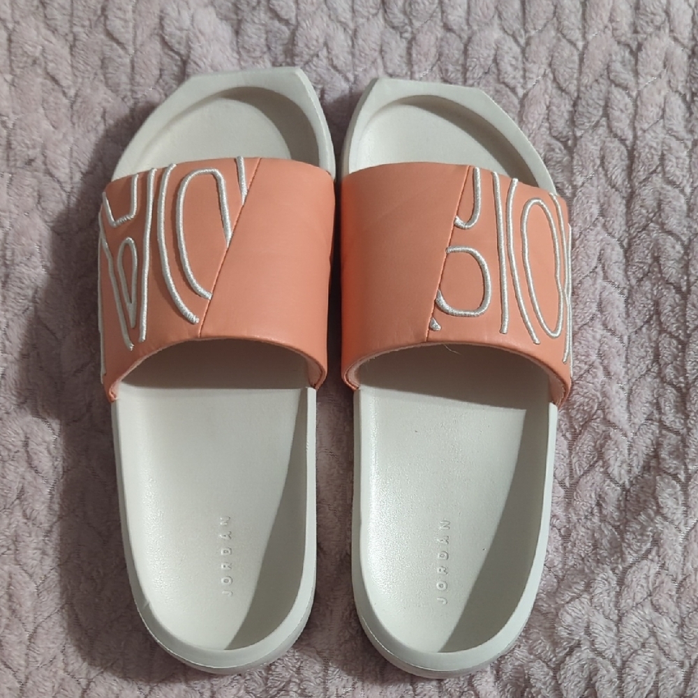 Jordan Orange and White Slide Sandals